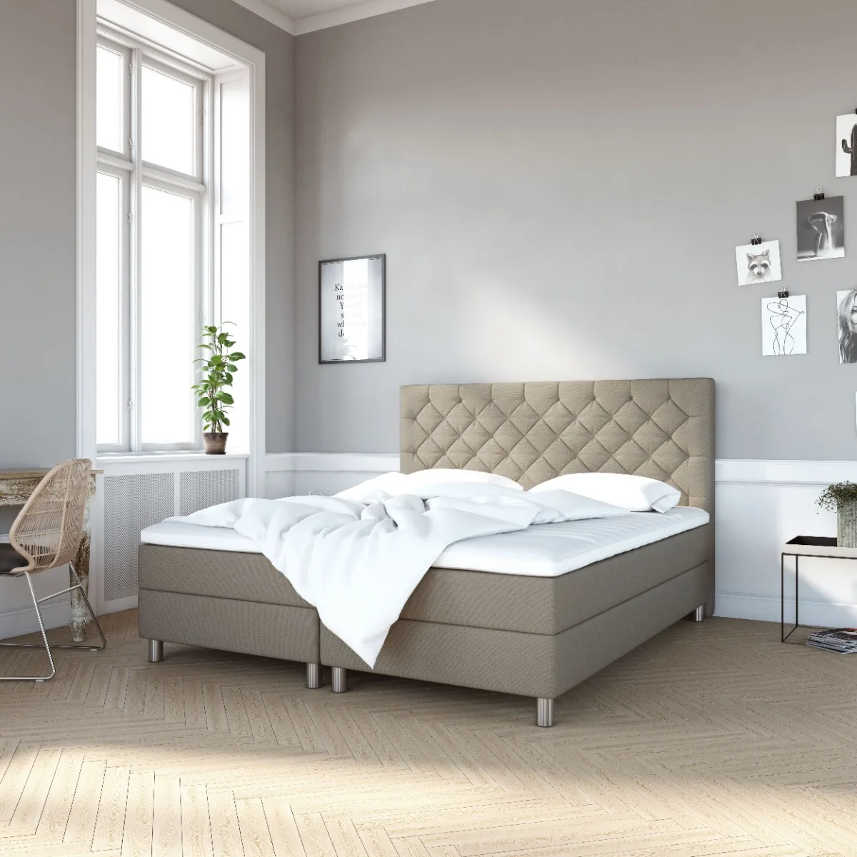 SCANDIBED bed in a warm Scandinavian bedroom